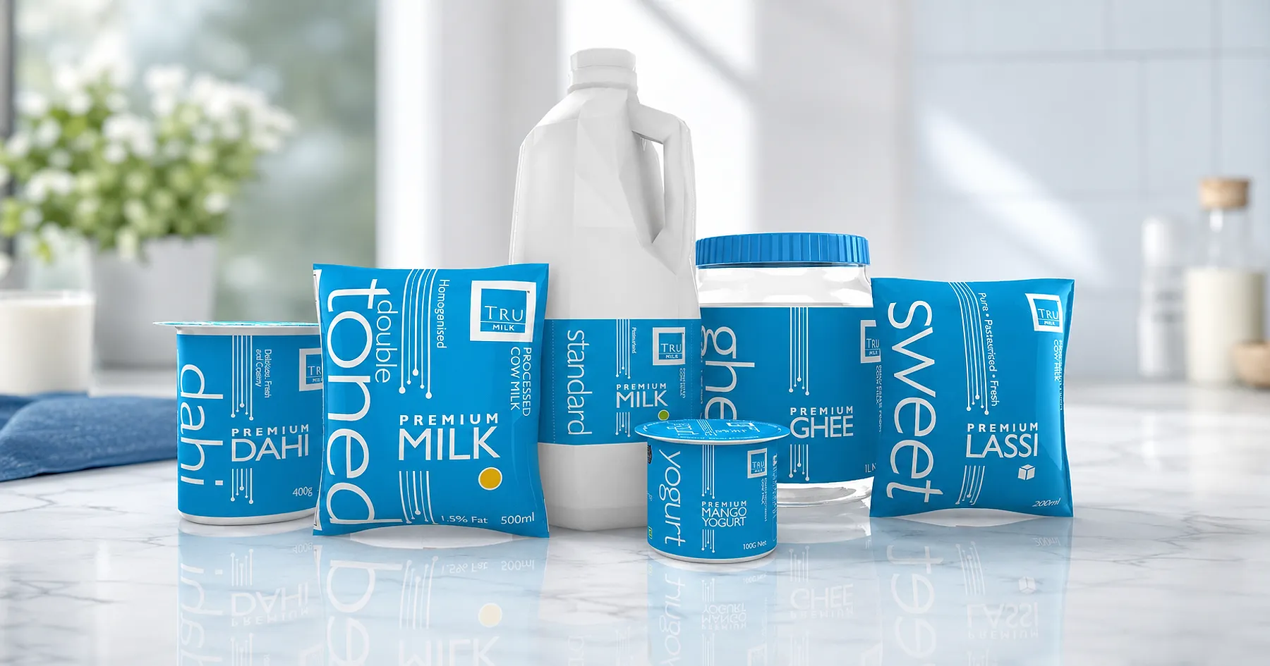 Tru Milk dairy range packaging — dairy, India