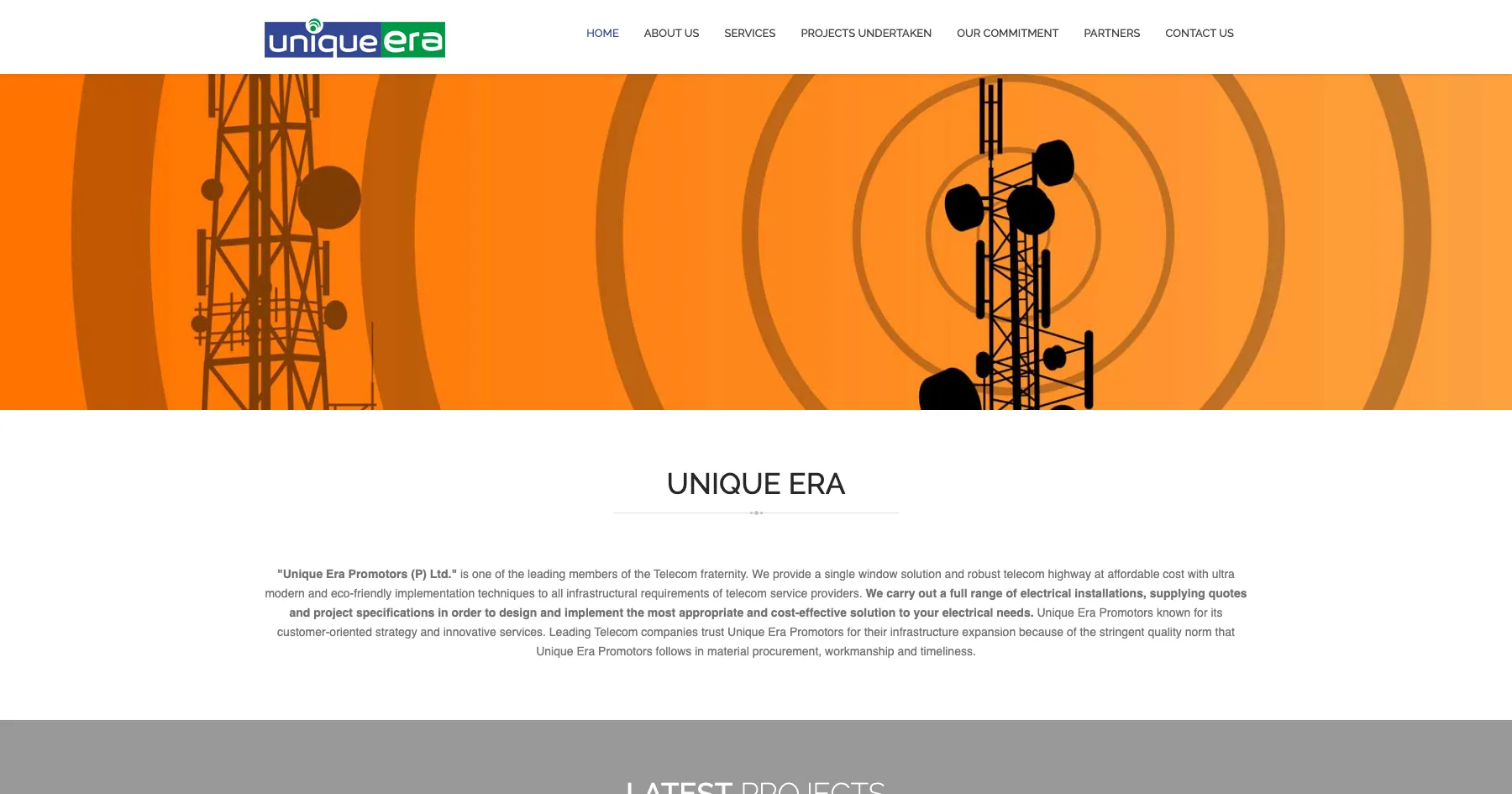 Uniqueera website design and development — industrial equipment, India