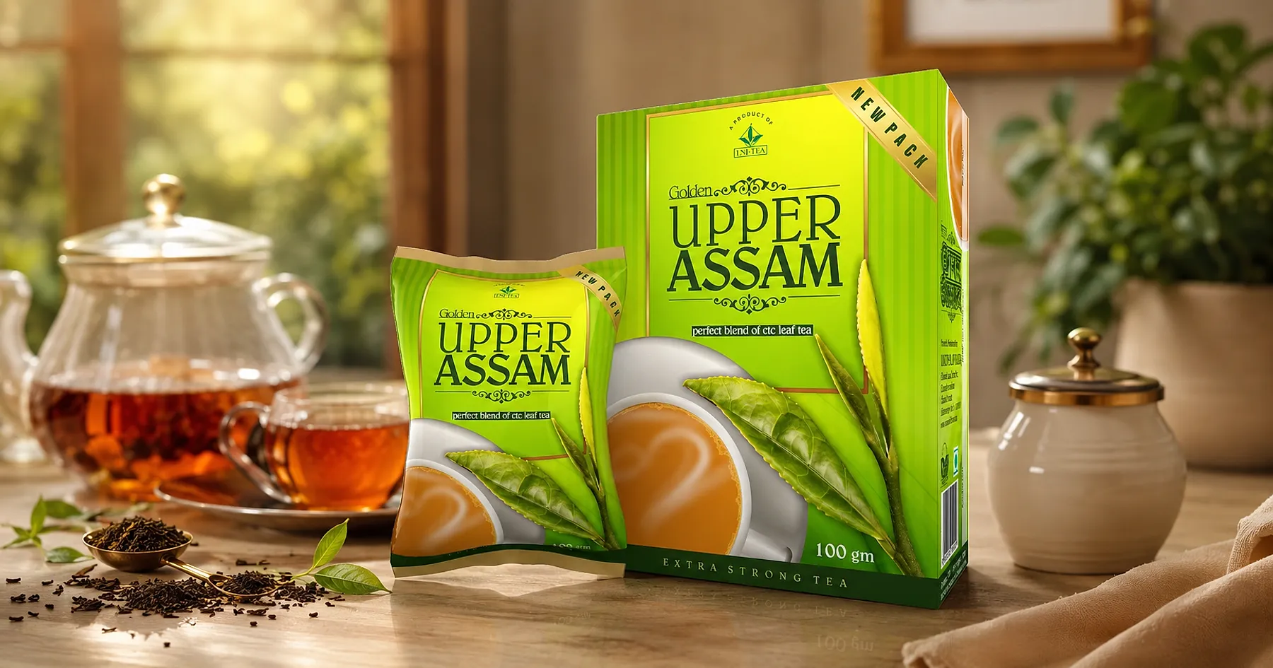Upper Assam tea carton pouch packaging — beverages, India