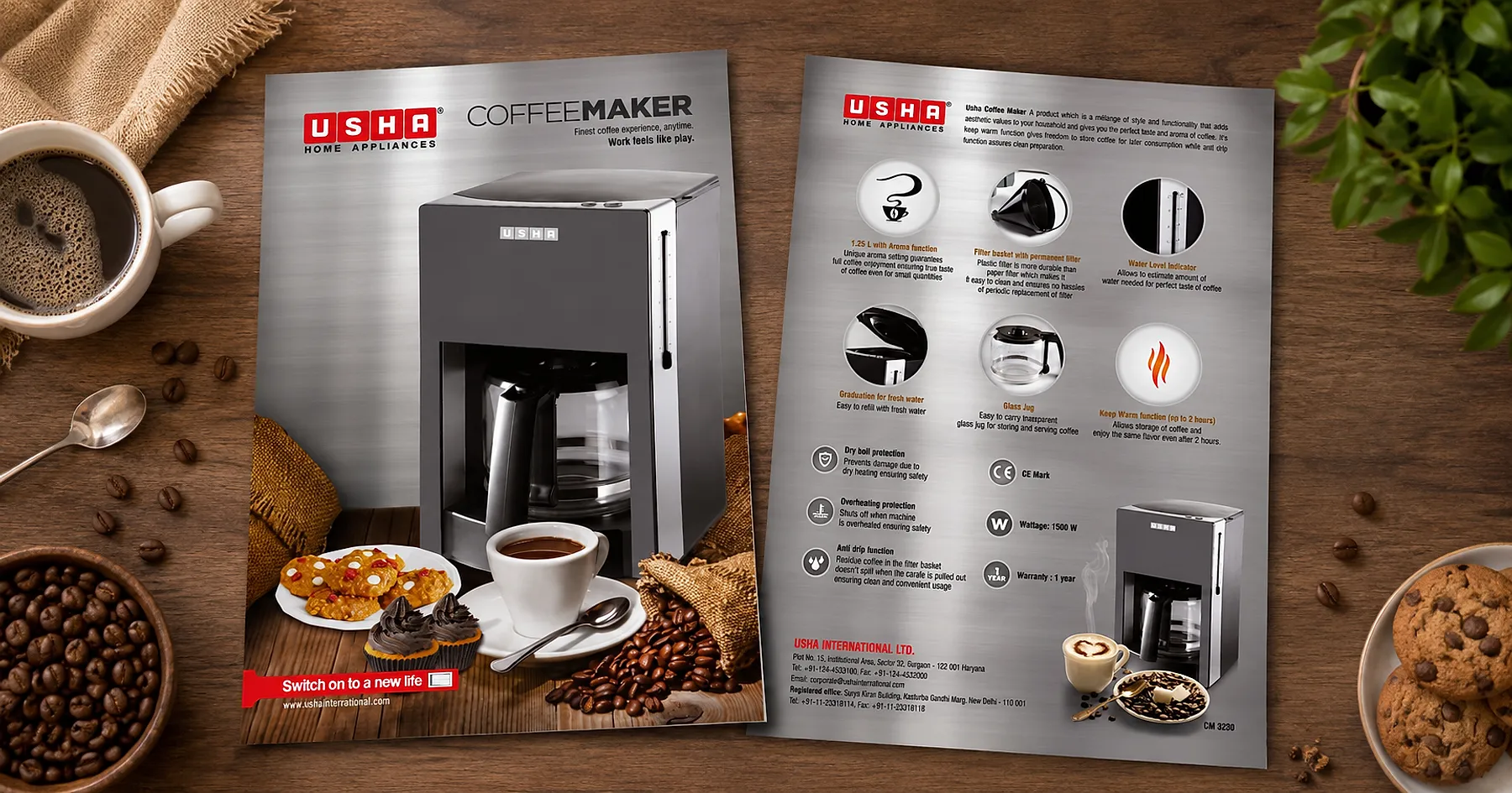 USHA coffee maker flyer design