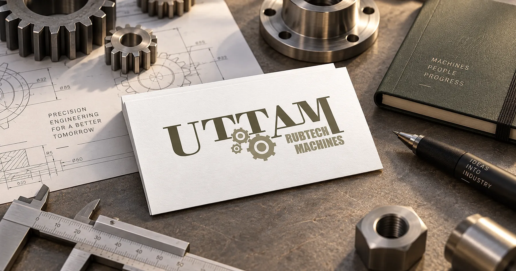 Uttam Rubtech Machines brand identity design — industrial equipment, India