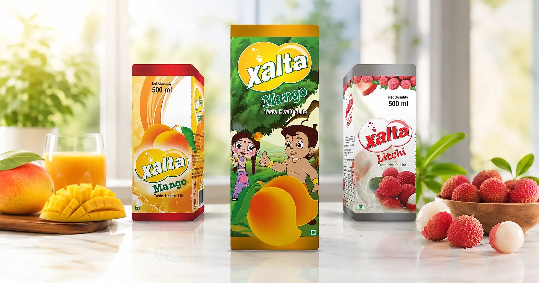 Xalta fruit drink carton packaging — beverages, India